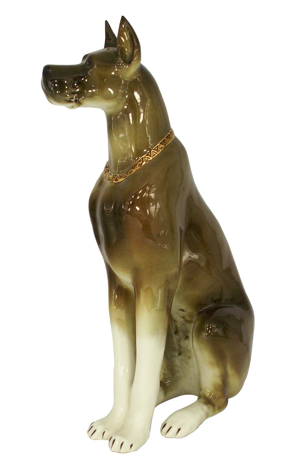 Great Dane Dog Sitting Brown Colored Lomonosov Figurine