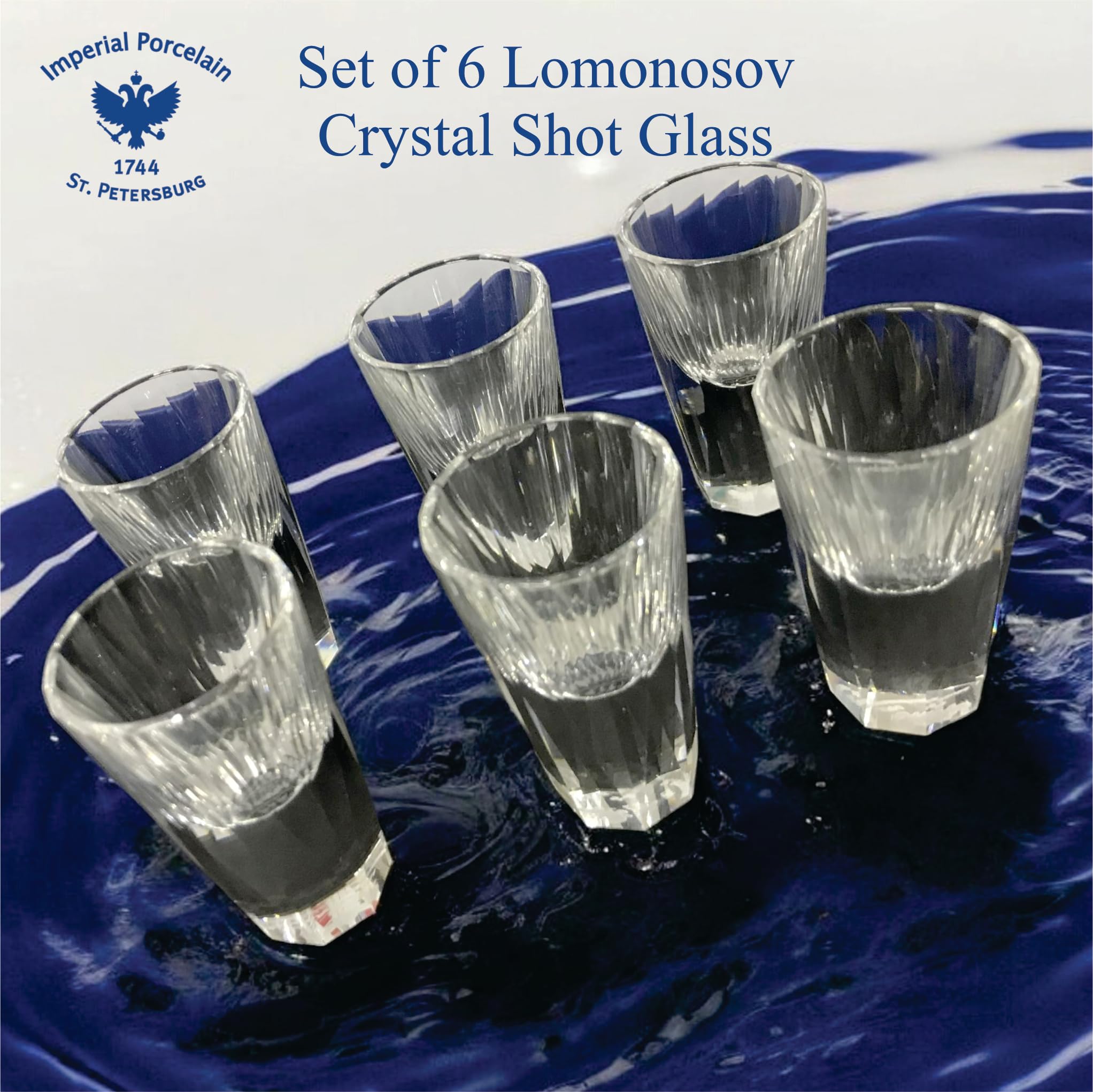 Lomonosov Imperial Porcelain Crystal Shot Glass Set of 6