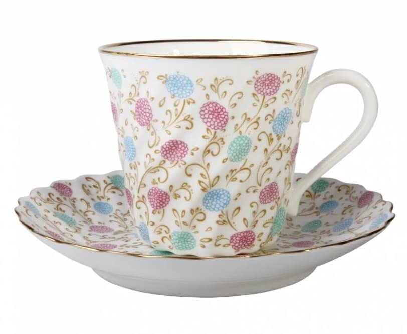 Lomonosov Porcelain Bone China Twist Tea Cup and Saucer Сhrysanthemum 5.24 fl.oz/155ml