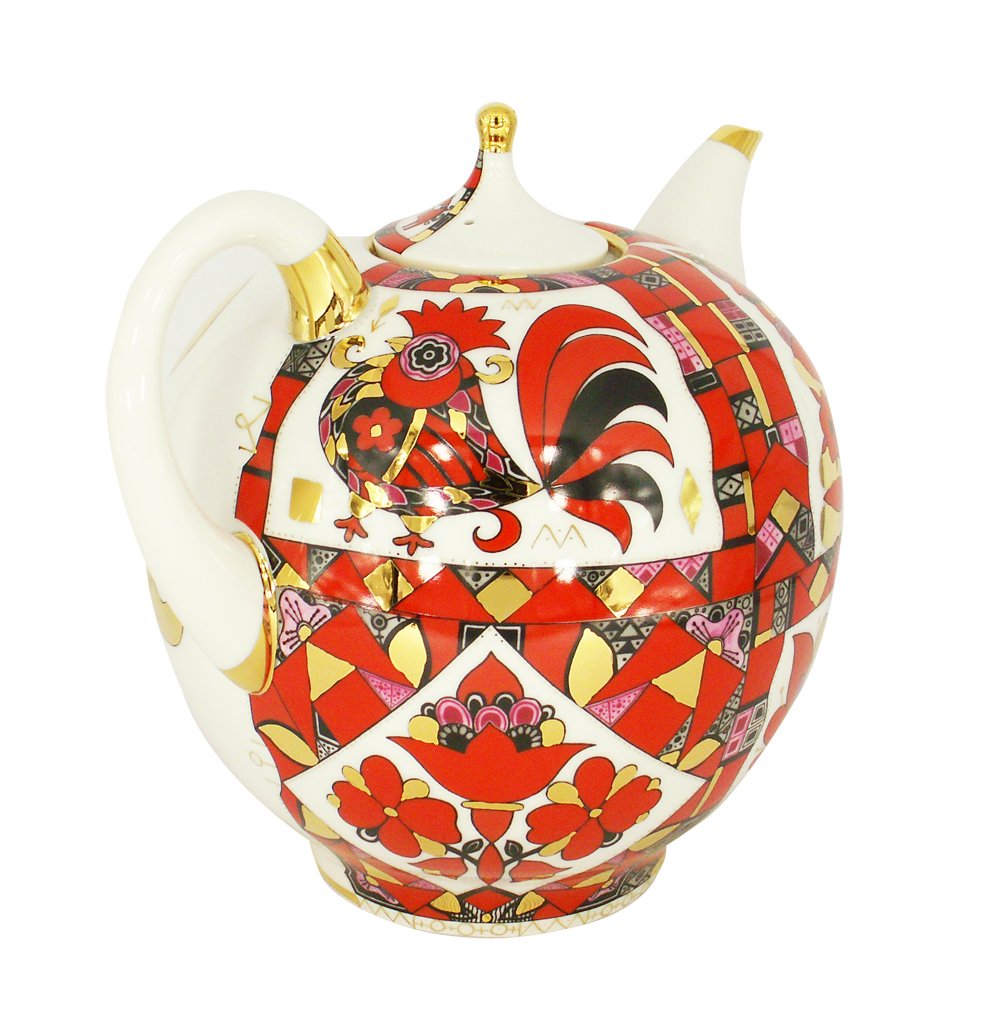 Lomonosov Porcelain Teapot Red Horse 12 Cups 82.8 oz/2450 ml