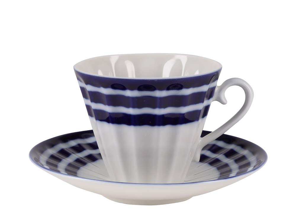 Lomonosov Porcelain Tea Set Blue Stripes 14 items for 6 persons