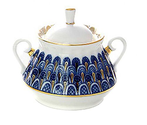 Lomonosov Imperial Porcelain Sugar Bowl Radiant Forget Me Not 10 fl.oz/300ml