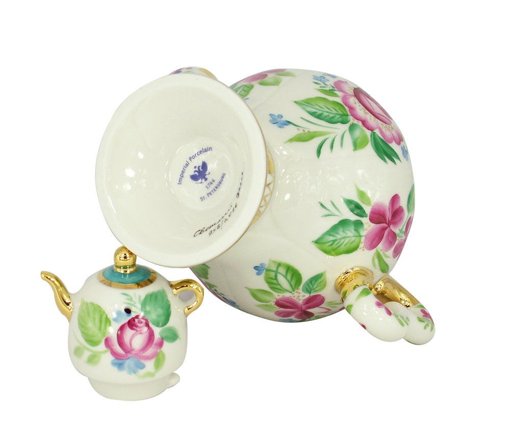 Lomonosov Porcelain Teapot Samovar Light Day 16.2 fl.oz/480 ml