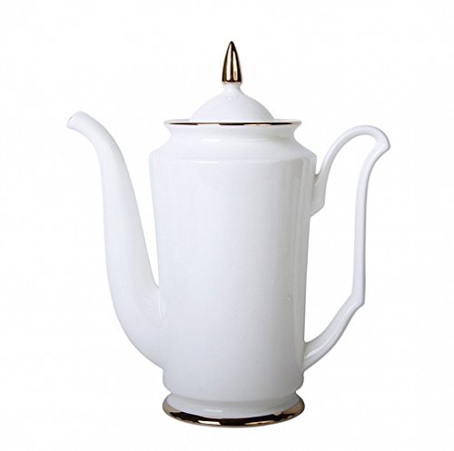 Lomonosov Porcelain Bone China Tea/Coffee Pot Yulia Golden Ribbon 23.3 fl.oz/690 ml