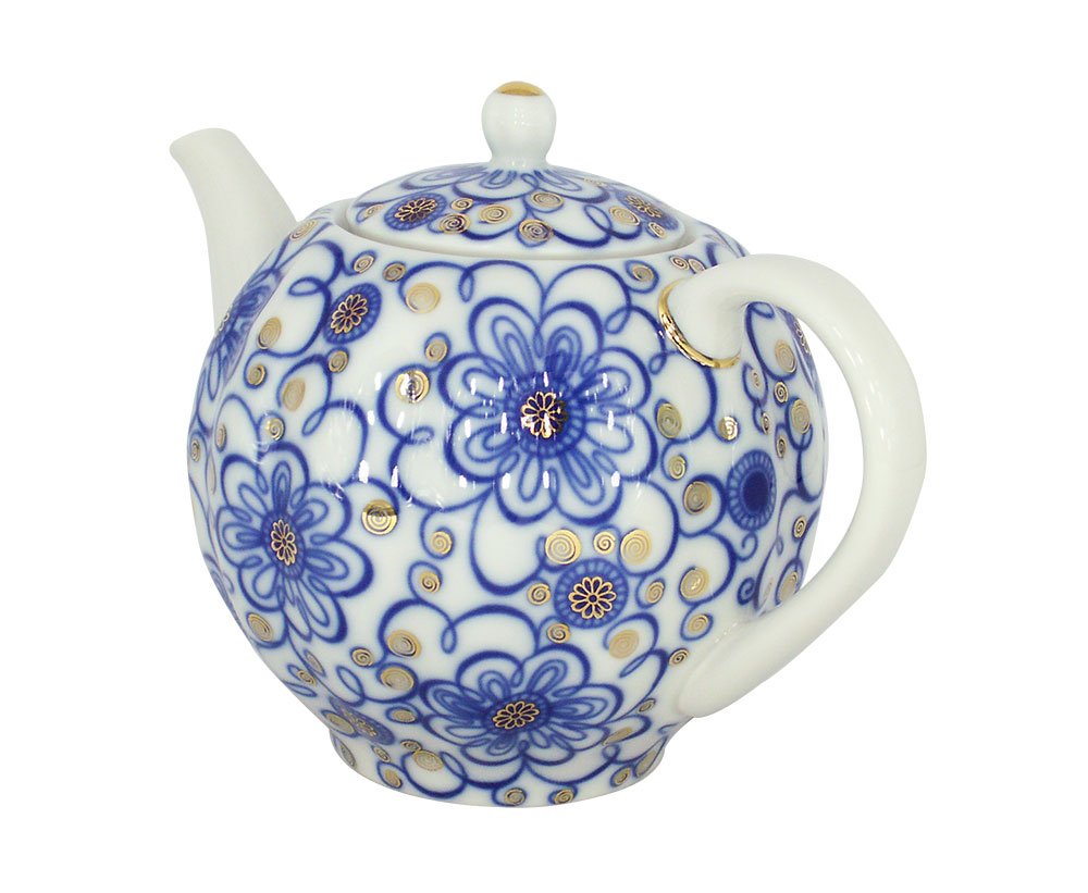 Lomonosov Porcelain Teapot Tulip Bindweed 3 Cups 20 oz/600 ml
