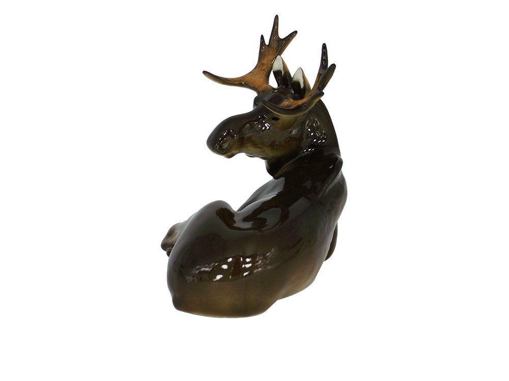 Young Moose Relaxing Lomonosov Porcelain Collectible Figurine