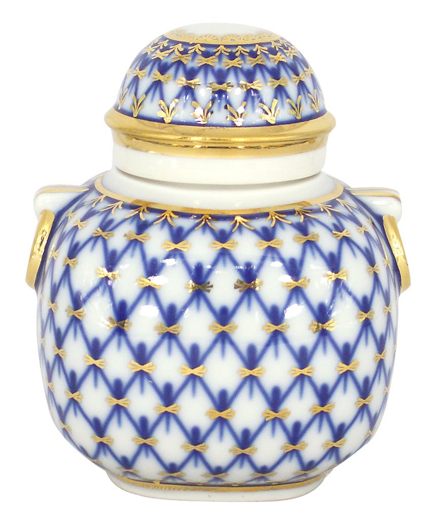 Lomonosov Porcelain Tea Caddy Ring Cobalt Net 11.8 oz/350 ml