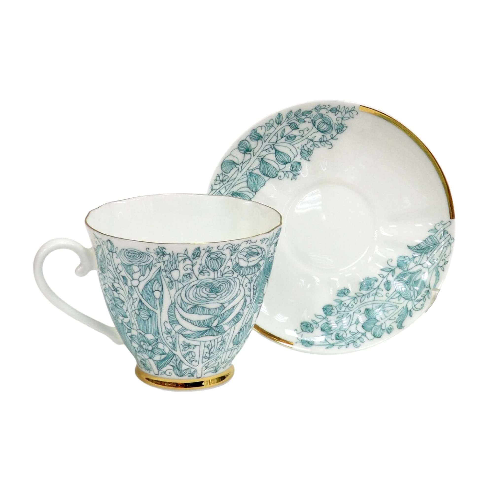 Lomonosov Porcelain Bone China Coffee/Tea Set 6.8 oz/200 ml Green Summer 2pc