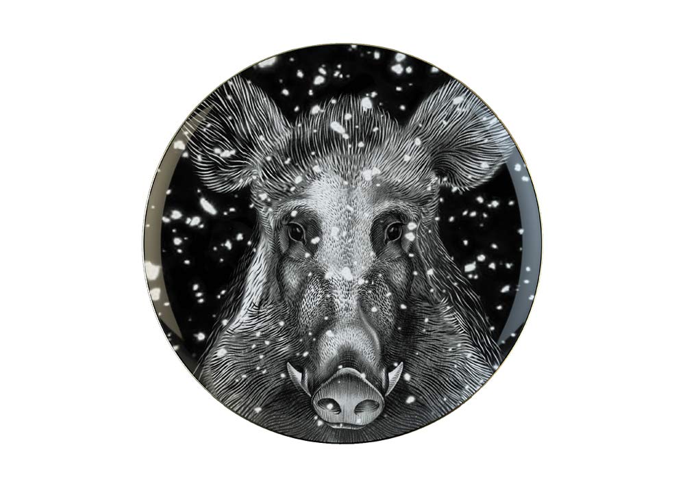 Lomonosov Porcelain Decorative Wall Plate Totem Animal Wild Boar 11.8"/300 mm