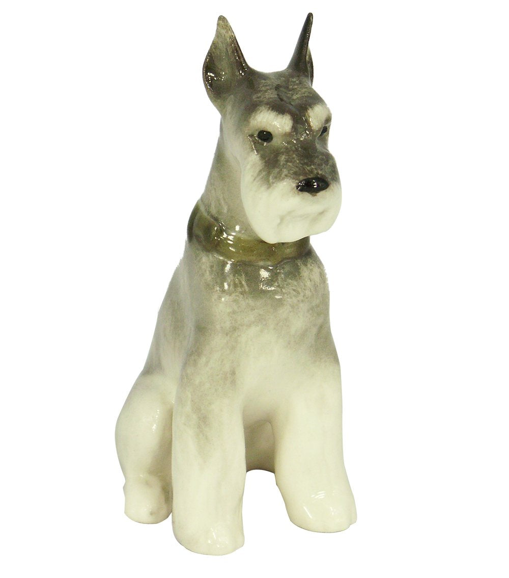 Schnauzer Miniature Sitting Dog Lomonosov Porcelain Collectible Figurine