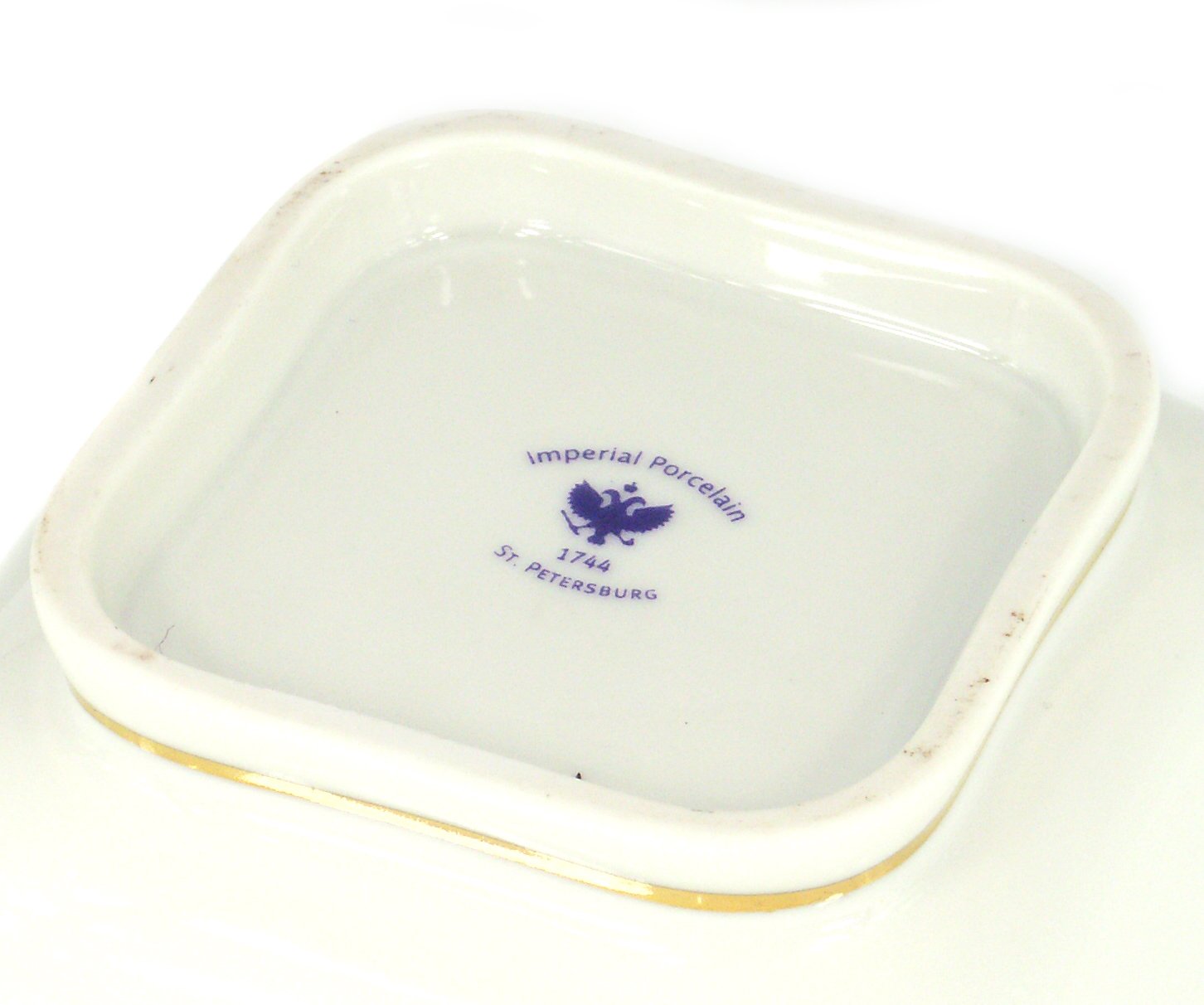 Lomonosov Porcelain Cobalt Net Cookie Jar Nut Bowl 1 serv. 5.75 ounces