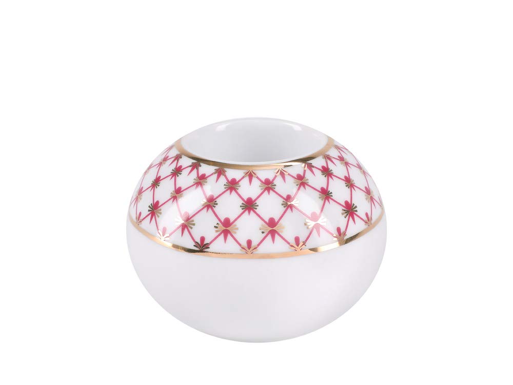 Lomonosov Porcelain Round Candle Tealight Holder Red Net
