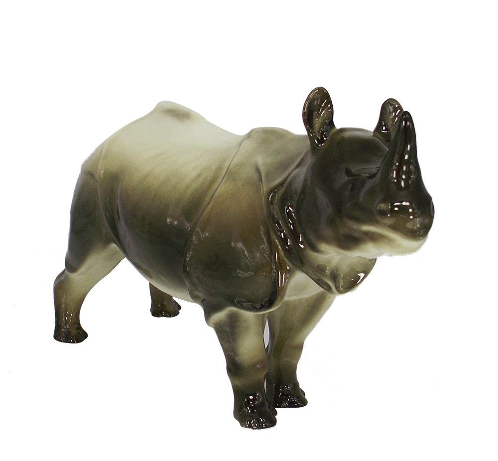 Rhinoceros Hand Painted Fine Russian Porcelain from Lomonosov