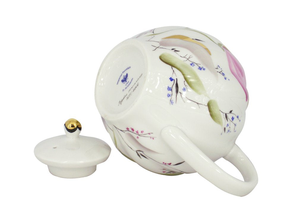 Lomonosov Porcelain Tea Pot Tulip Pink Tulips 3 Cup 20 oz/600 ml