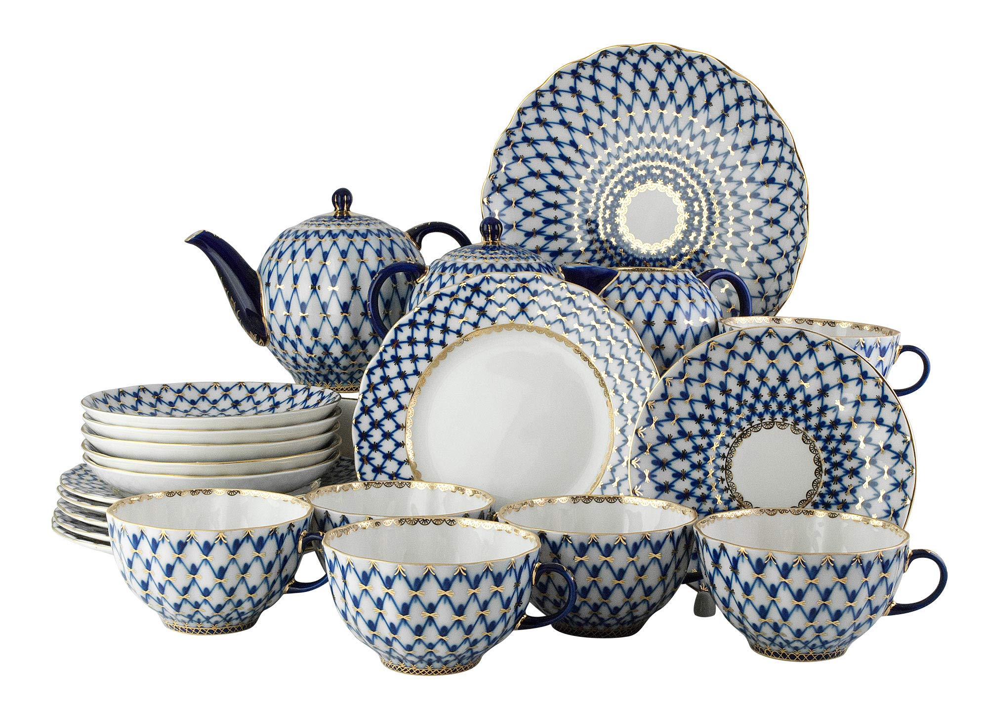 Imperial Porcelain 'Cobalt Net Tulip' Tea Set 20 pc. for 6 persons