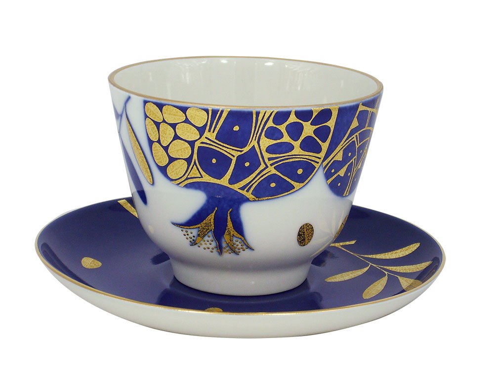 Lomonosov Porcelain Tea Set 2pc Cup and Saucer Golden Pomegranate 11.8 oz/350 ml