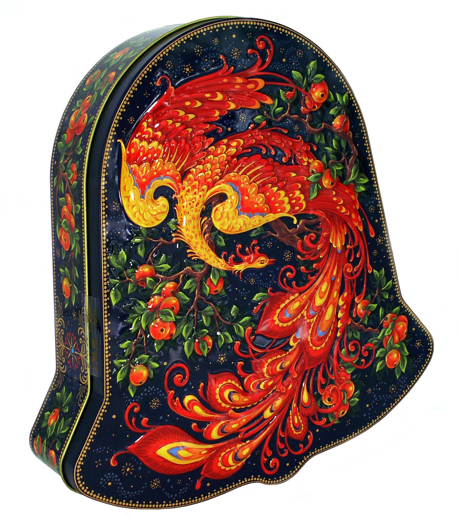 Black Tea 5.3 oz/150 gr Metal Bell Box Palekh Painting Magic FIRE-BIRD