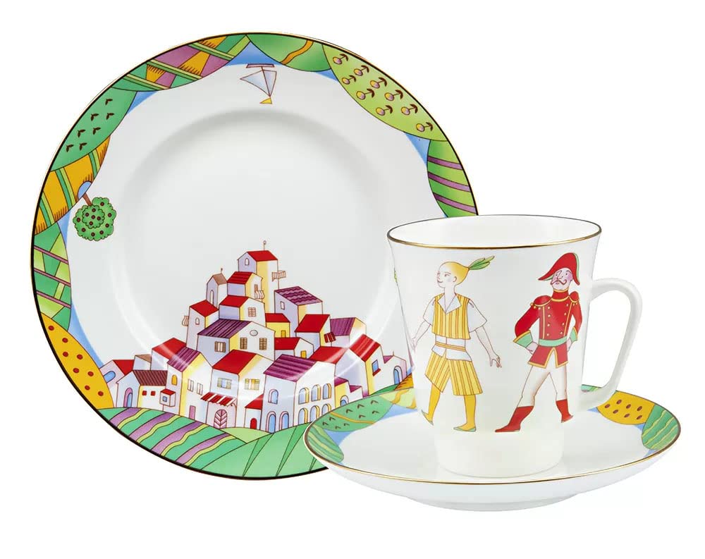 Lomonosov Porcelain Tea Set Cup, Saucer and Cake Plate, Ballet Cipollino (Khachaturyan) 3pc