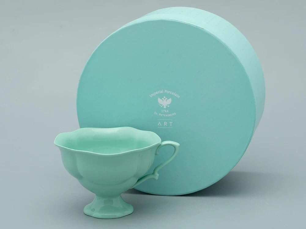 Lomonosov Porcelain Bone China Tea Cup Natasha Monocolor Mint Green 220 ml/7.4 fl.oz