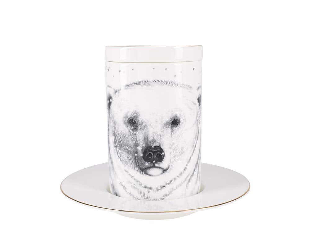 Lomonosov Porcelain Mug and Saucer Totem POLAR BEAR 13.2 fl.oz/390 ml