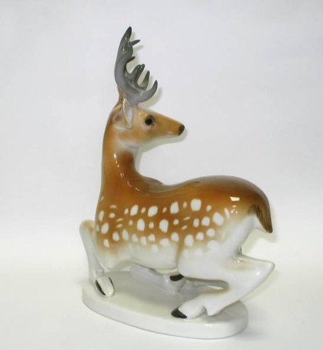Fallow Deer with Horns Lomonosov Porcelain Collectible Figurine