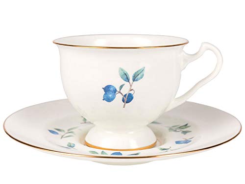 Lomonosov Porcelain Bone China Tea Set 6/14 Aisedora Flowers and Berries