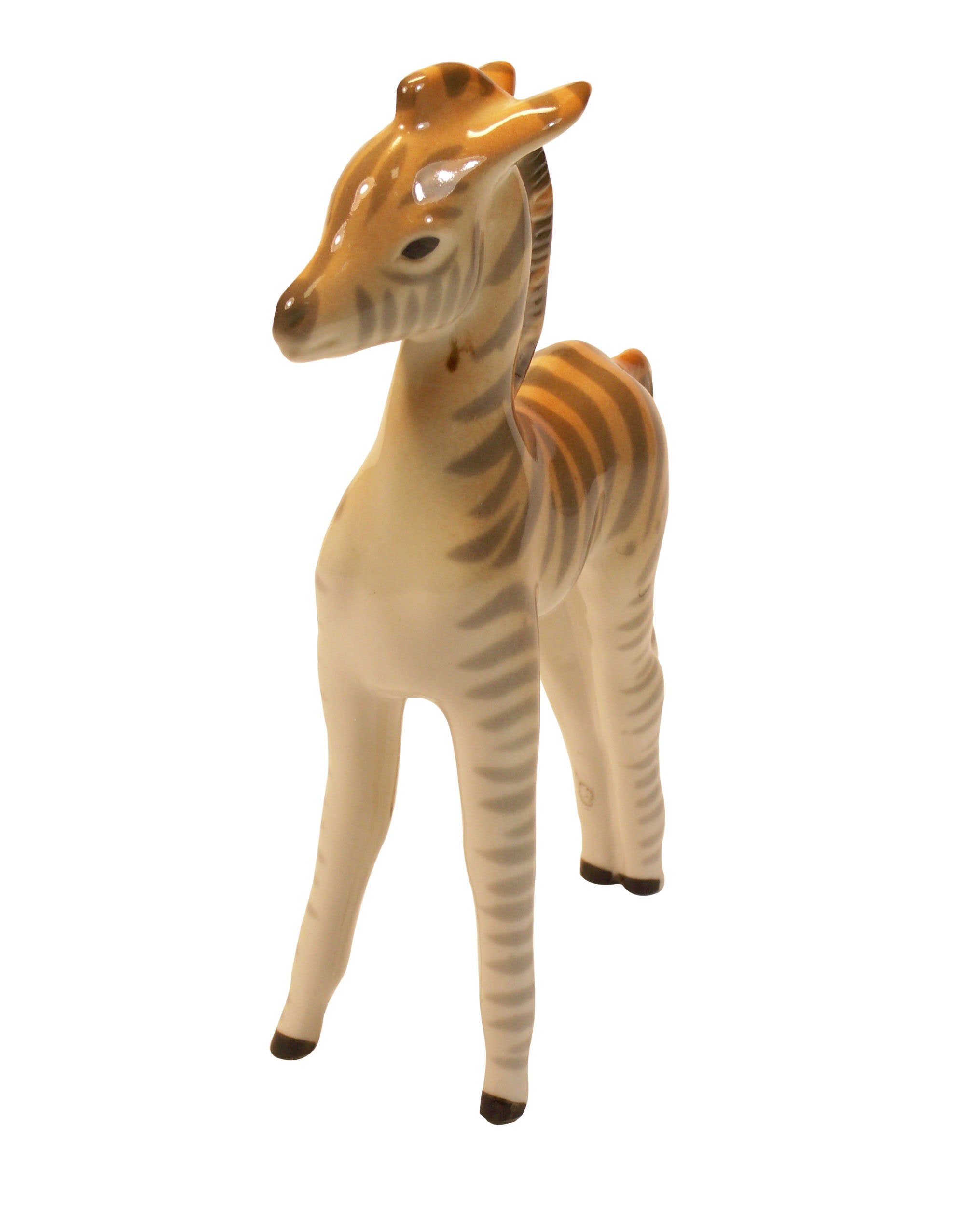 Lomonosov Zebra Foal Standing Porcelain Figurine, Brown/White