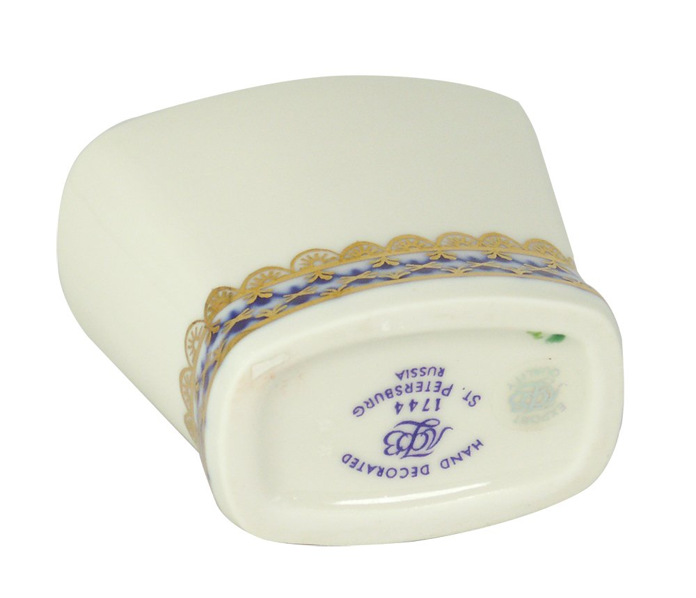 Lomonosov Porcelain Toothpick Holder Box Cobalt Net