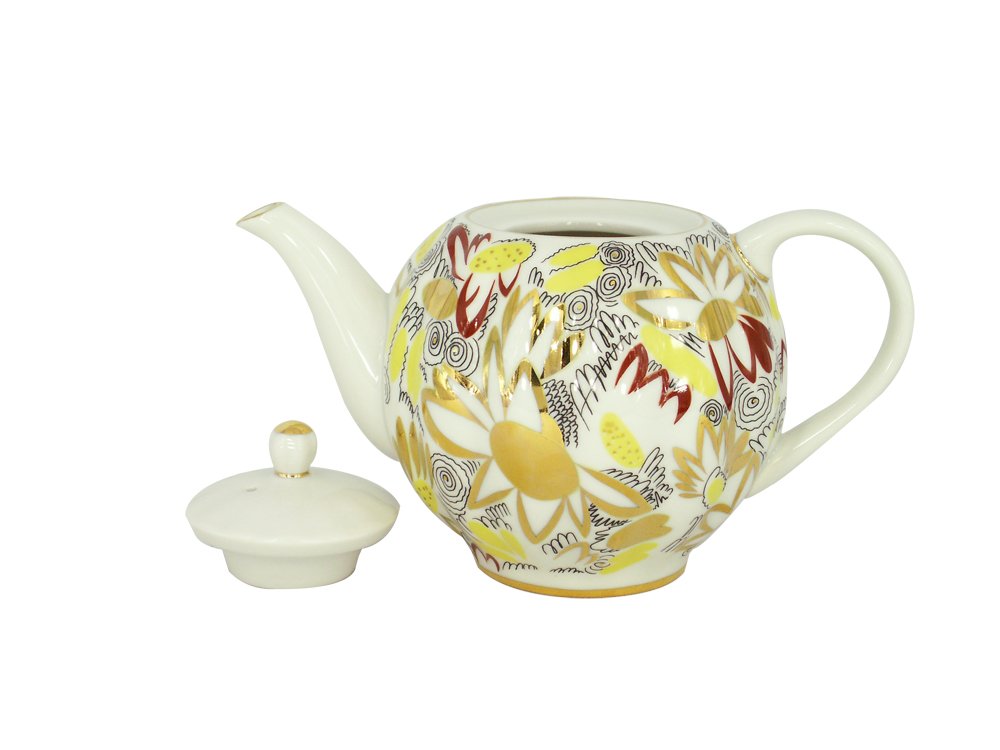 Imperial / Lomonosov Porcelain Brewing Teapot 'Golden Daisies'