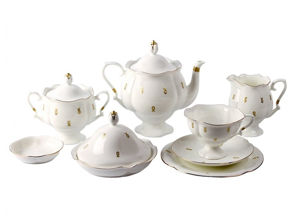 Lomonosov Porcelain Tea Set Service Natasha Eyelets 20 pc