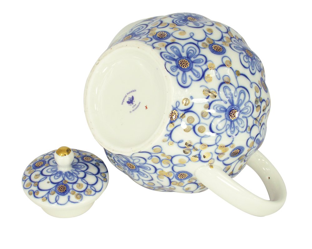 RARE Big Lomonosov Porcelain Large Tea Pot 68 oz/2000 ml Bindweed