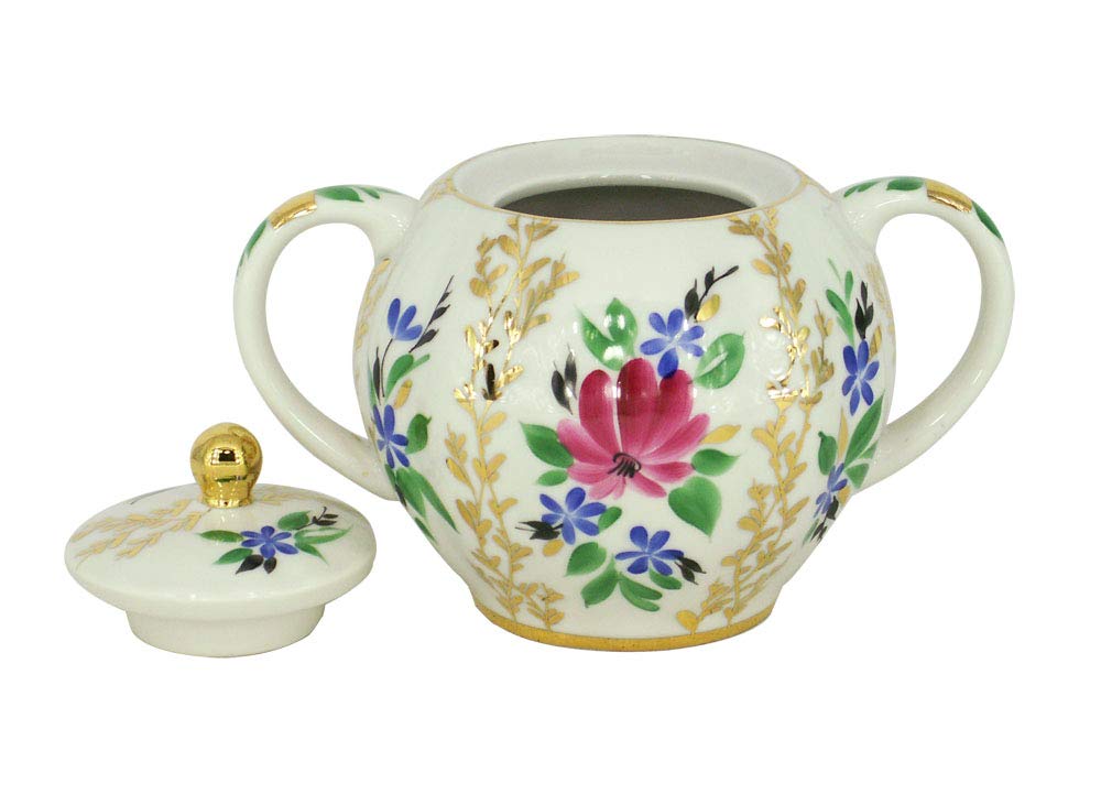 Lomonosov Porcelain Sugar Bowl Tulip Golden Grasses