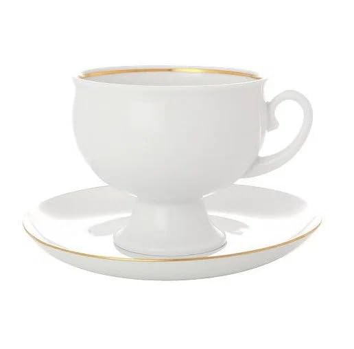 Lomonosov Porcelain Tea/Coffee Cup and Saucer Classic Golden Edge 11 oz/325 ml