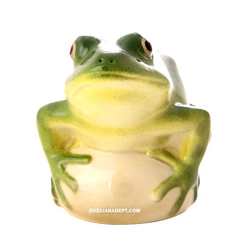 RussianAdept.com Sculpture Frog Pond Green, Imperial Porcelain Plant