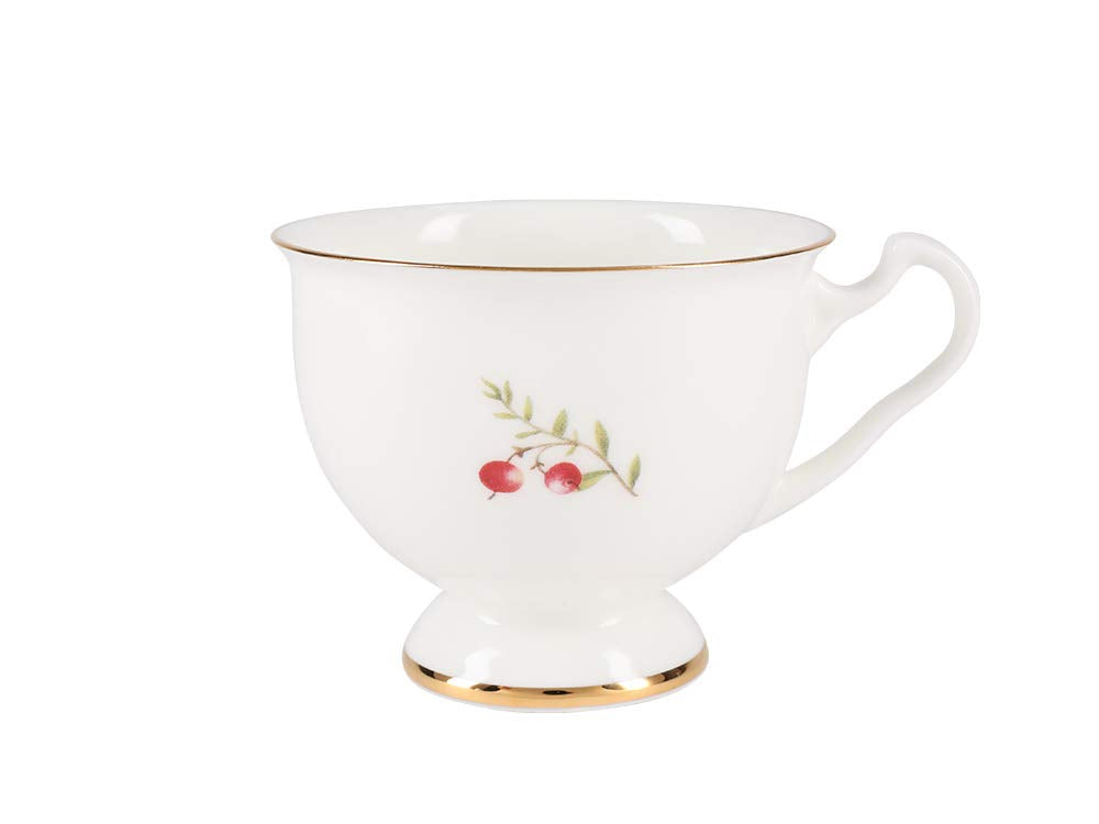 Lomonosov Bone China Tea Set Cup and Saucer Aisedora Cranberry 8.1 oz/240 ml