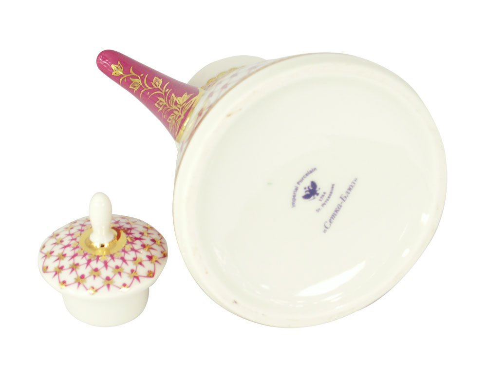 Lomonosov Porcelain Teapot Red Net 17 oz/500 ml 2 cups