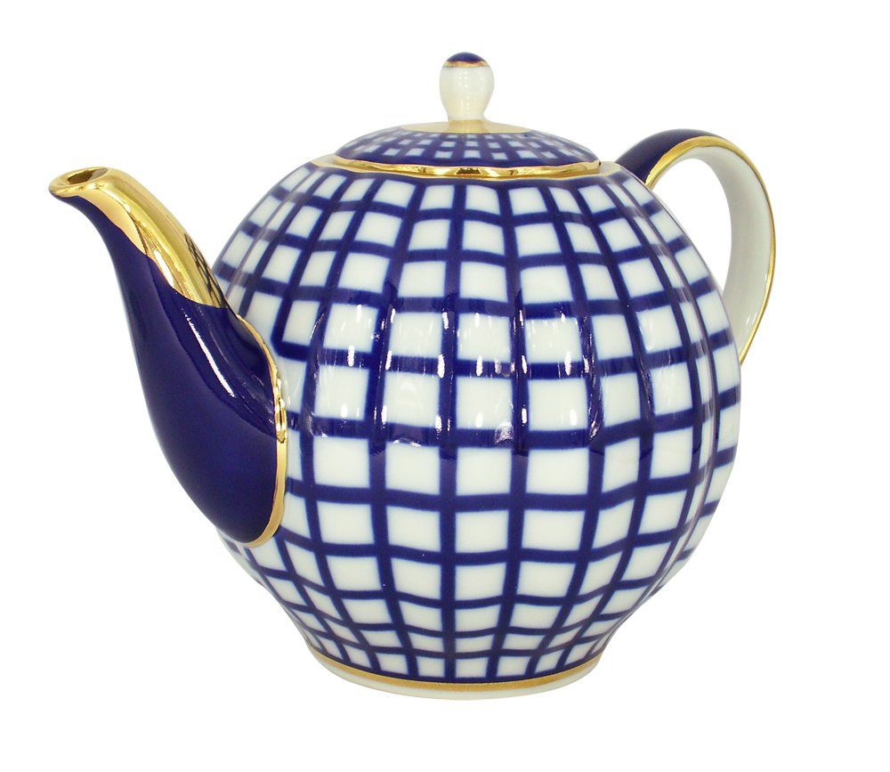 RARE Big Lomonosov Porcelain Large Tea Pot 68 oz/2000 ml Cobalt Cell