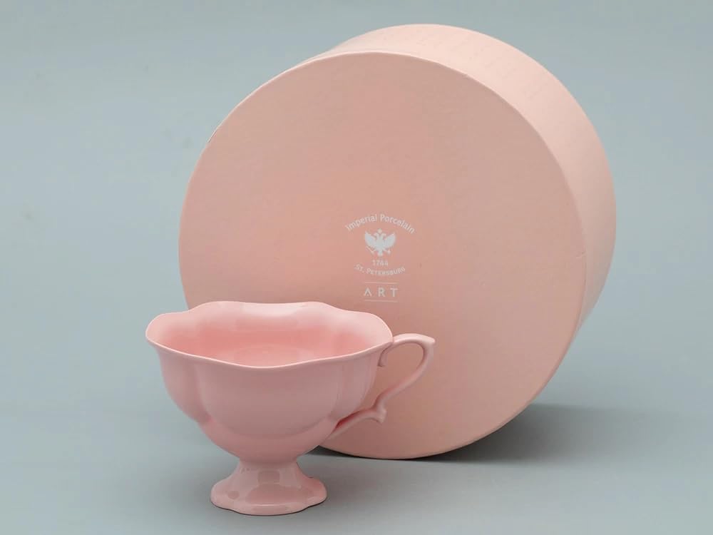 Lomonosov Porcelain Bone China Tea Cup Natasha Monocolor Pink Peach 220 ml/7.4 fl.oz