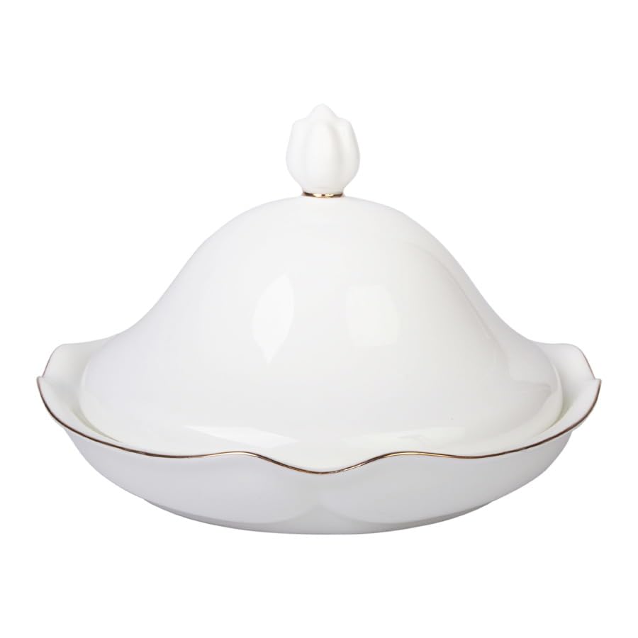 Lomonosov Porcelain Butter Dish Natasha Golden Ribbon