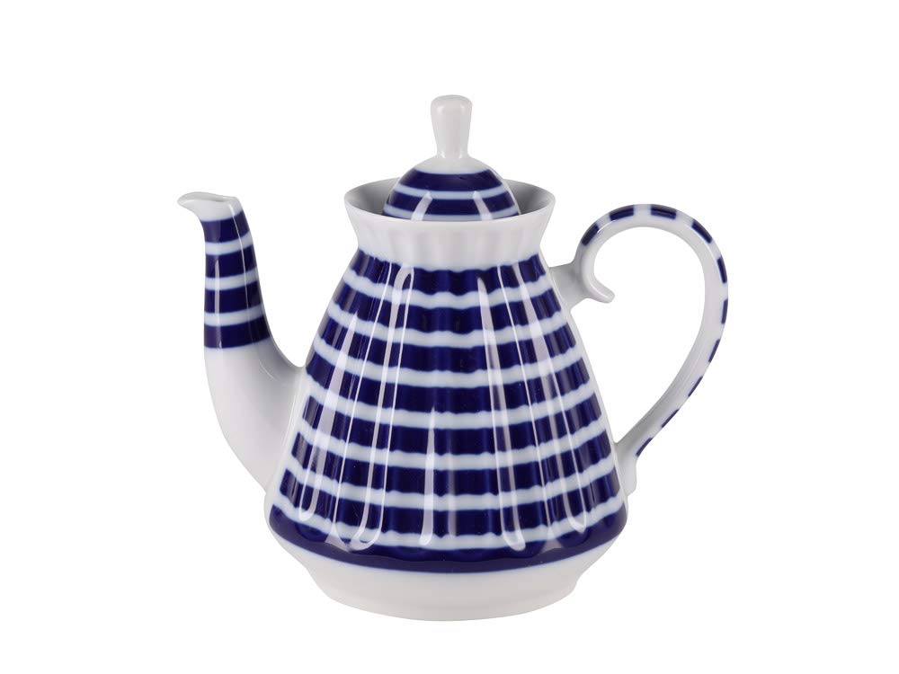 Lomonosov Porcelain Tea Set Blue Stripes 14 items for 6 persons