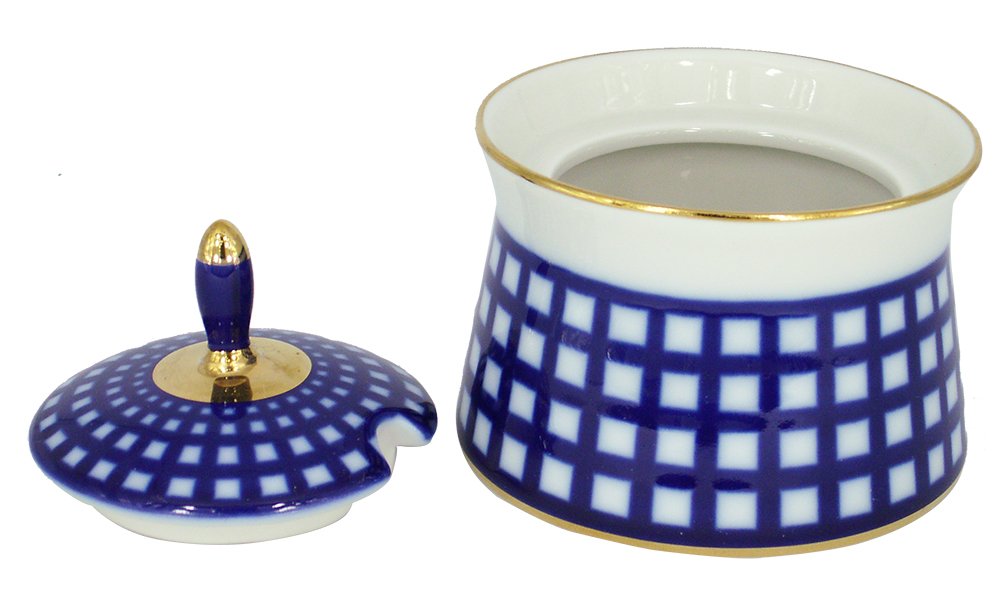 Lomonosov Porcelain Dressing Bowl with Lid Cobalt Cell 6.8 fl.oz/200 ml