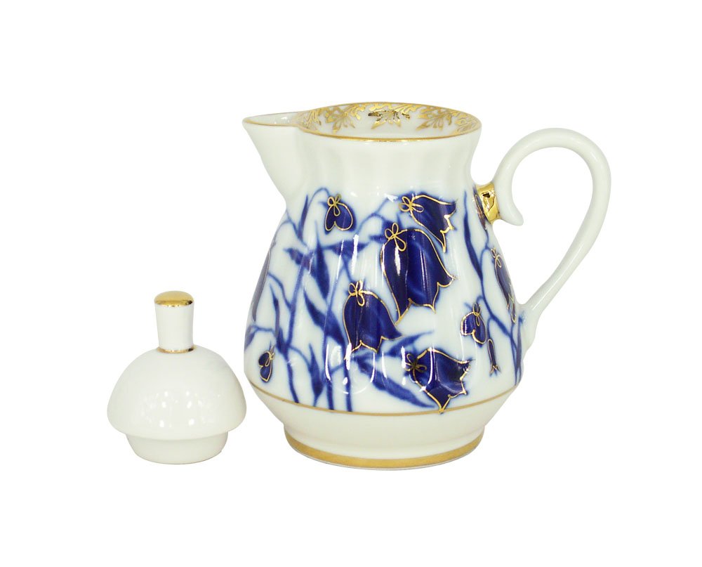 Lomonosov Imperial Porcelain Creamer Milk Jar Radiant Blue Bells 7.4 oz/220 ml