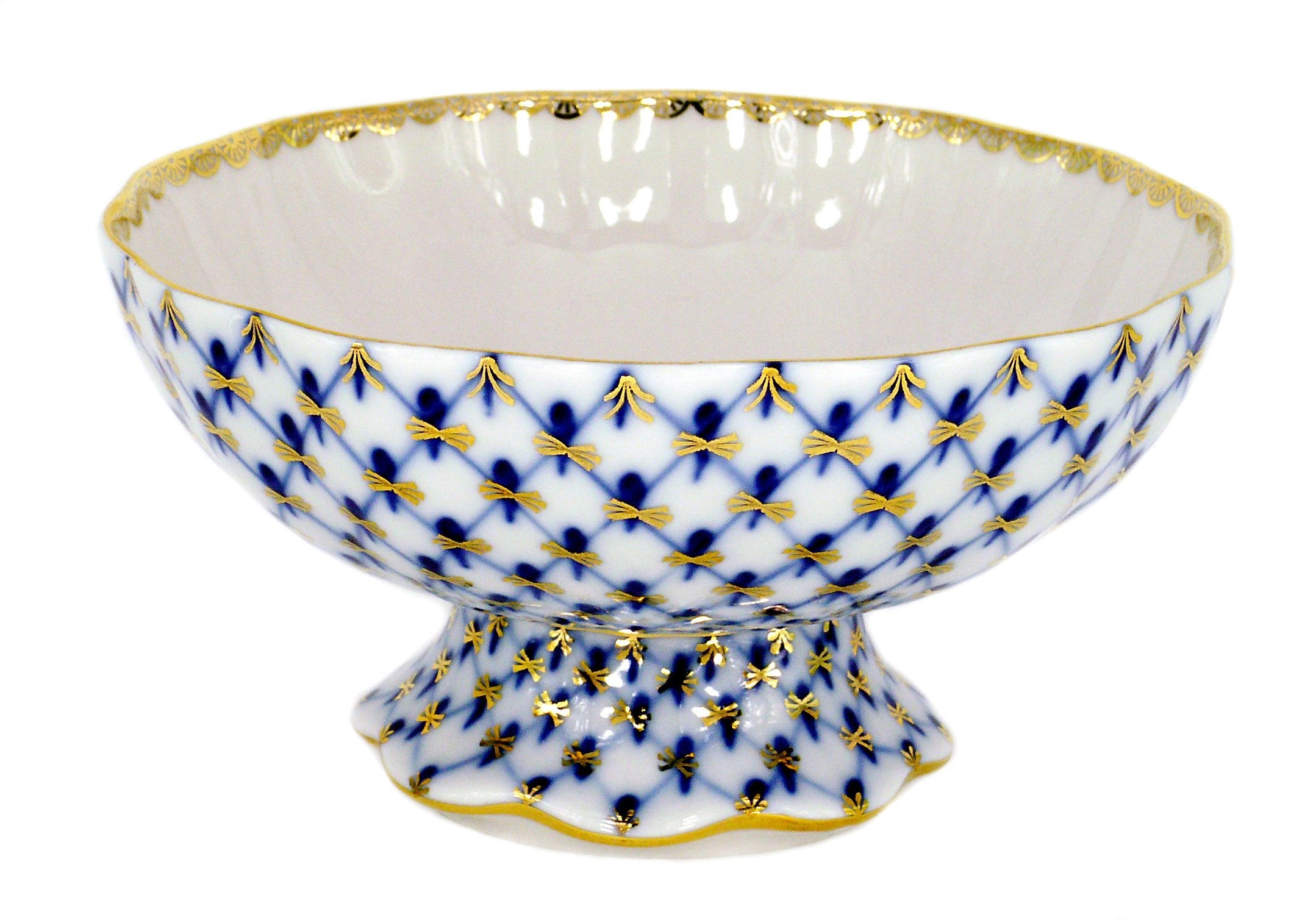 Imperial/Lomonosov Porcelain Candy Dish Cobalt Net