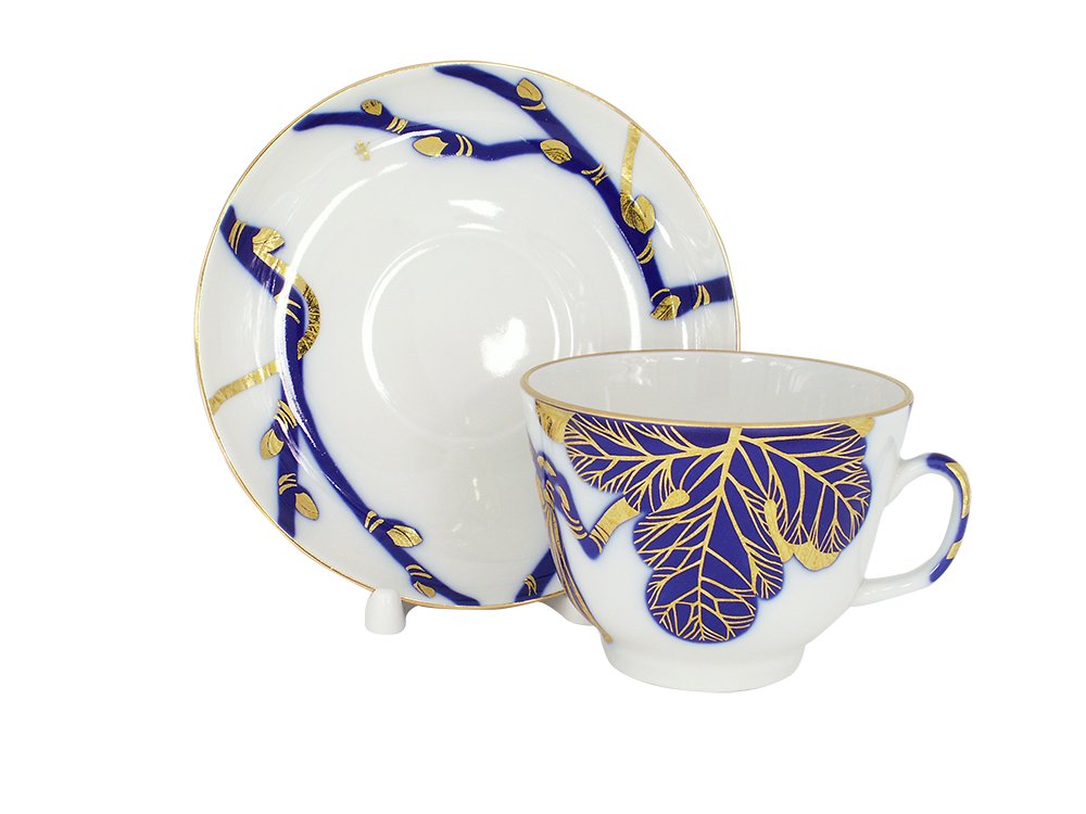 Lomonosov Porcelain Tea Cup and Saucer Golden Tree 11.8 oz/350 ml