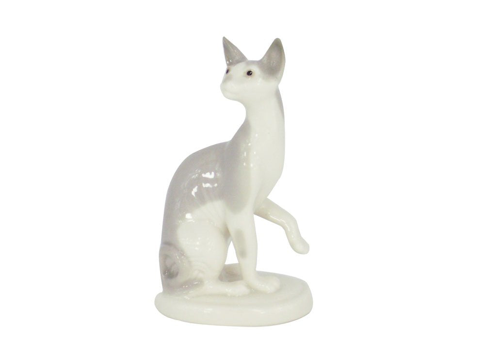 Sphinx Cat Gray Lomonosov Porcelain Collectible Figurine