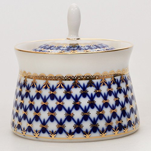 Imperial / Lomonosov Porcelain Sauce Jar 'Cobalt Net'