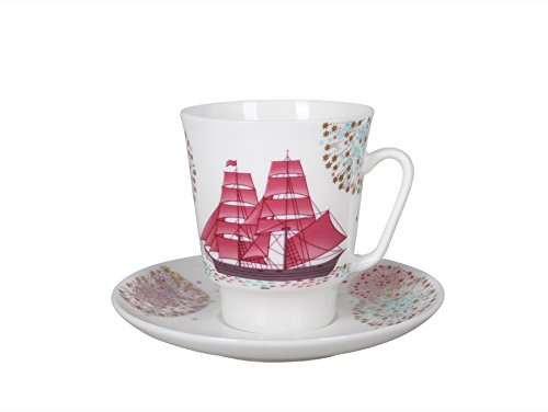 Scarlet Sails May Bone China Espresso Demitasse Cup and Saucer 5.6 fl.oz/165 ml Lomonosov Porcelain Factory