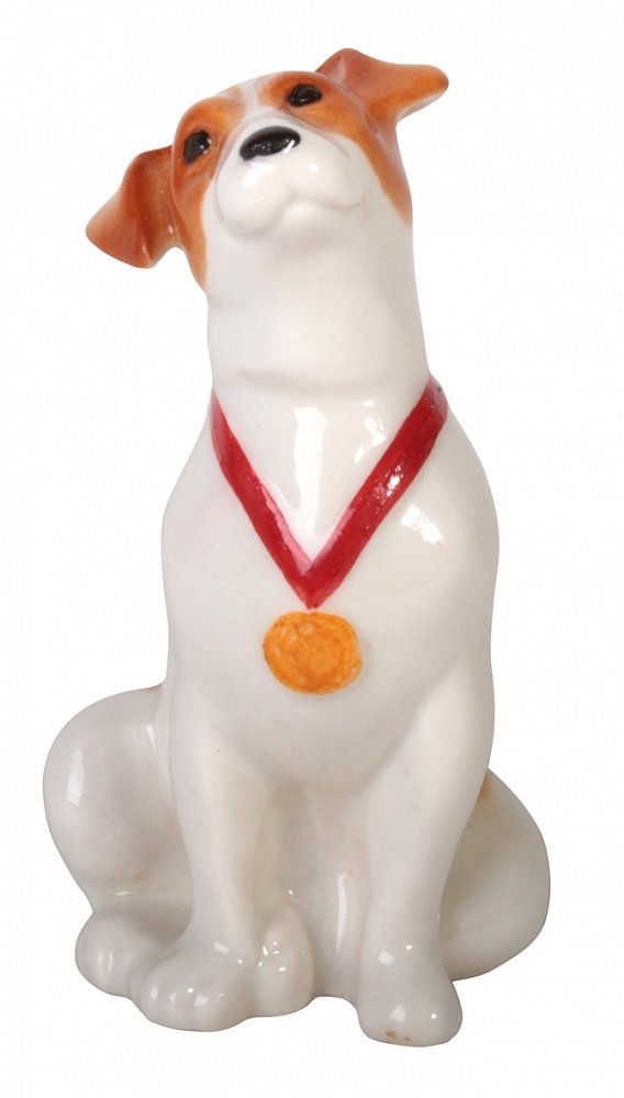 Jack Russell Terrier Dog Sitting Lomonosov Porcelain Collectible Figurine
