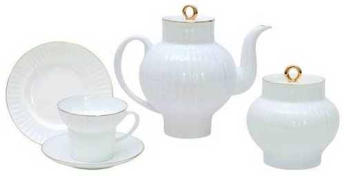 Lomonosov Tea service, Wave, Golden Edging 6/20