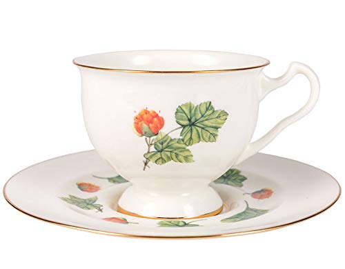 Lomonosov Porcelain Bone China Tea Set 6/14 Aisedora Flowers and Berries